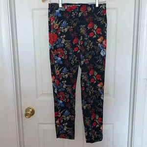 H&M Floral Black Red Print Pants Size 4
